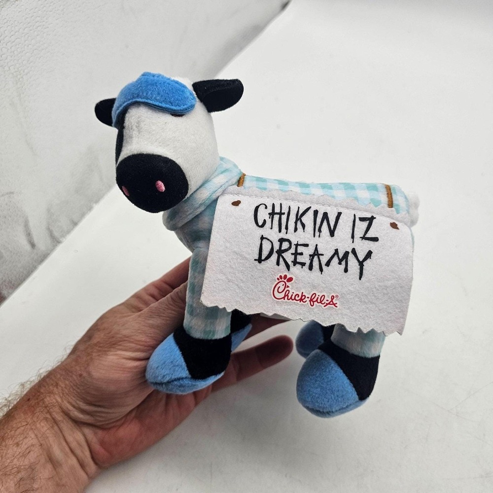 Chick-fil-A Cow Plush Chikin Iz Dreamy Blue Plaid Stuffed Animal CFA Toy